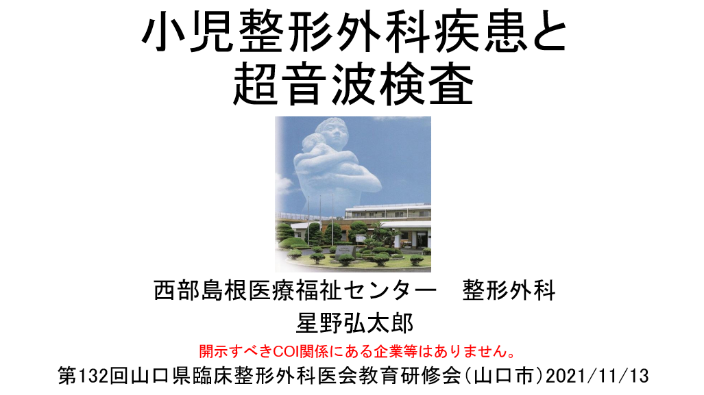 第132回山口県臨床整形外科医会「小児整形外科疾患と超音波検査」2021/11/13(山口県)→クリックでスライドが見れます